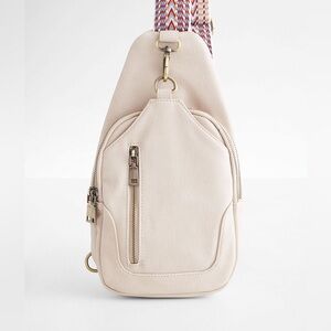Distressed Sling Mini Crossbody Backpack, Cream